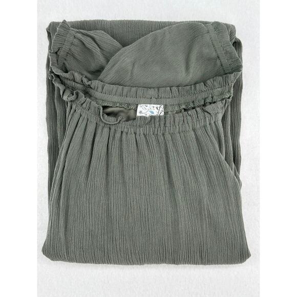 Naif Green Gauze Lined Dress Ruffled Sleeve Lightweight Cottagecore Boho M - Picture 6 of 6